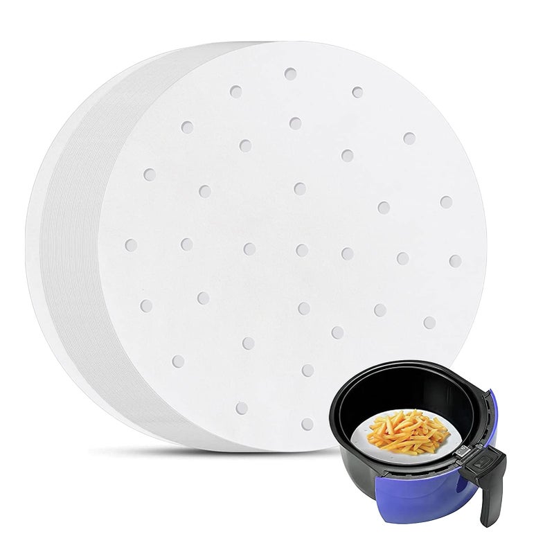 YQL 7 Inch Air Fryer Liner,200PCS Parchment Paper for Air Fryer Precut Perforated Parchment Paper Steaming Paper for Steaming Basket and More - Image 1